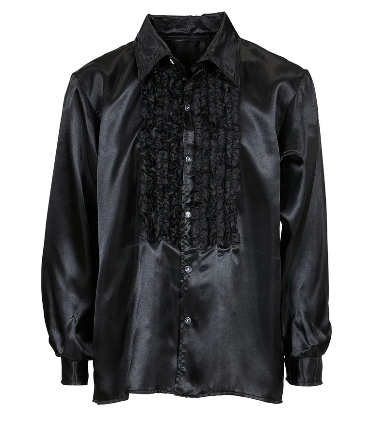 Ruche blouse satijn zwart
