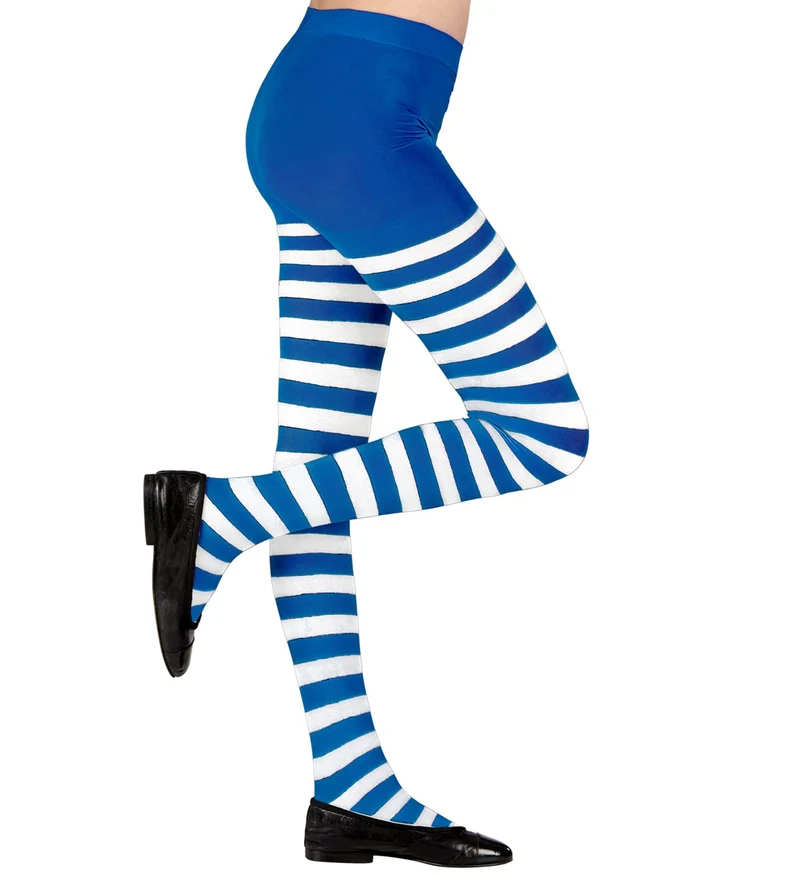 Panty wit blauw gestreept kind