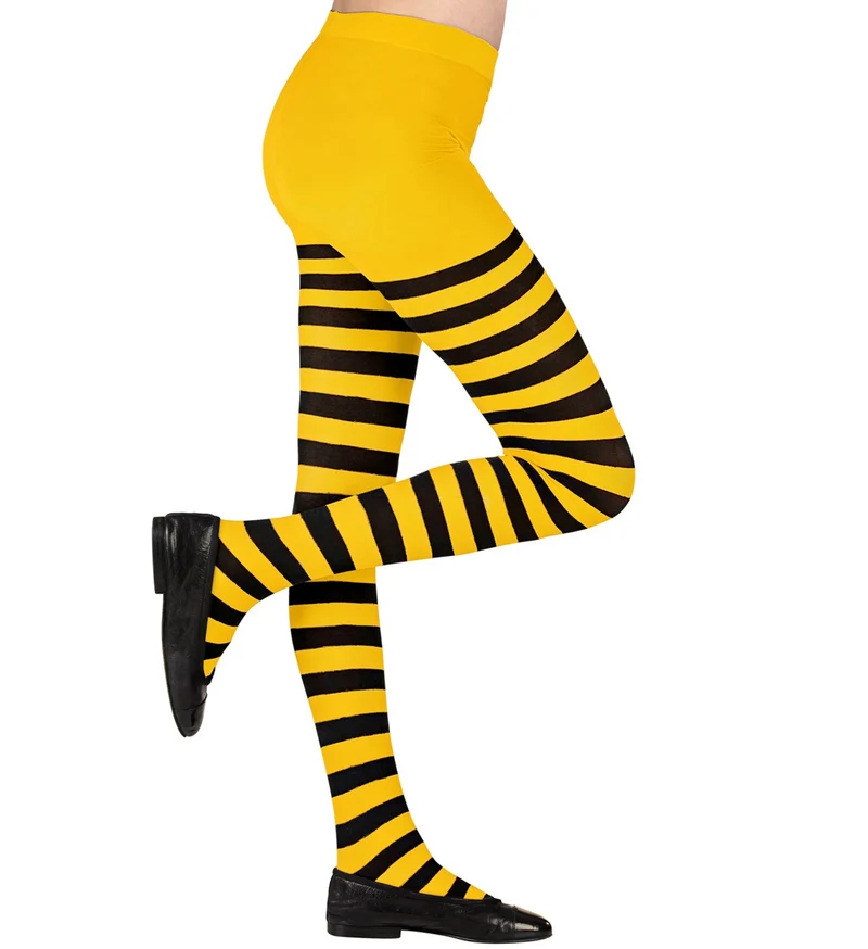 Panty geel zwart gestreept bij kind