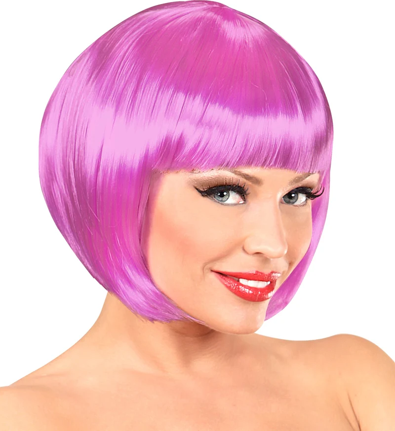 Roze/ Magenta boblijnpruik dames