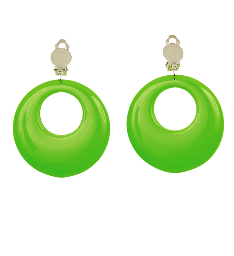 Groene oorbellen neon disco