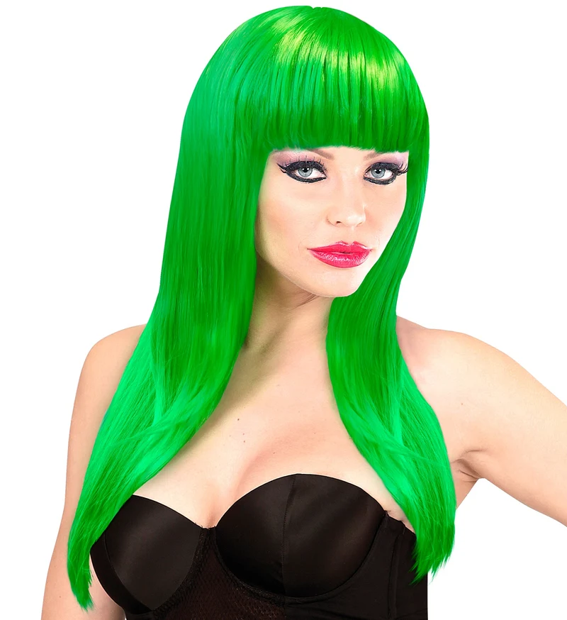 Groene pruik lang haar