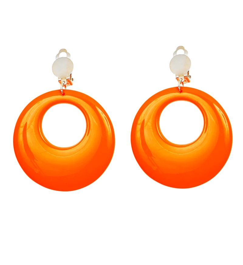 Oranje oorbellen neon disco