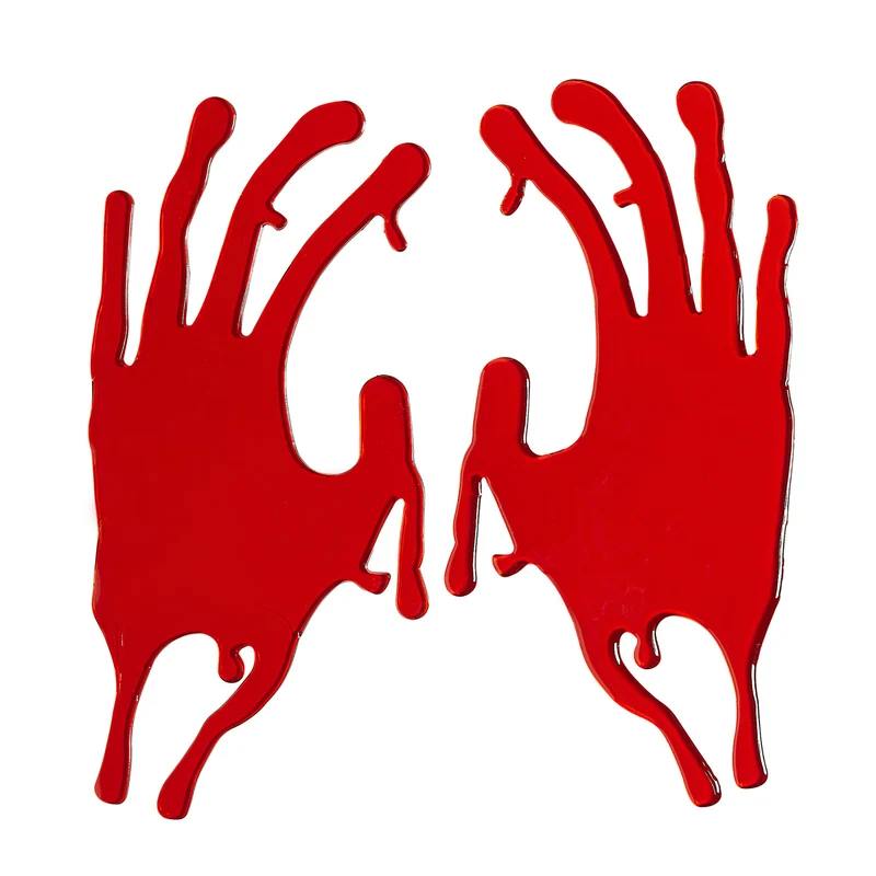 Sticker bloederige handen
