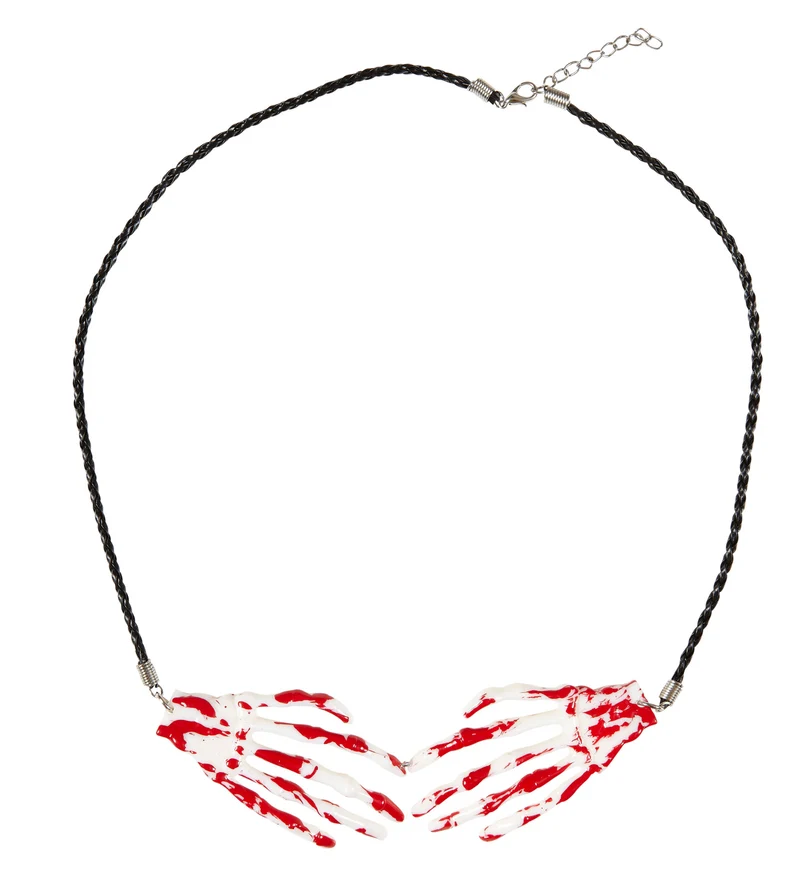 Ketting skelet met bloedrige handen