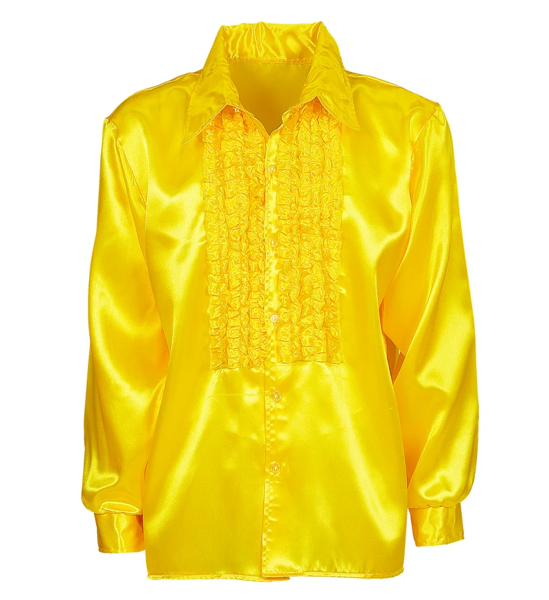Ruche blouse satijn geel