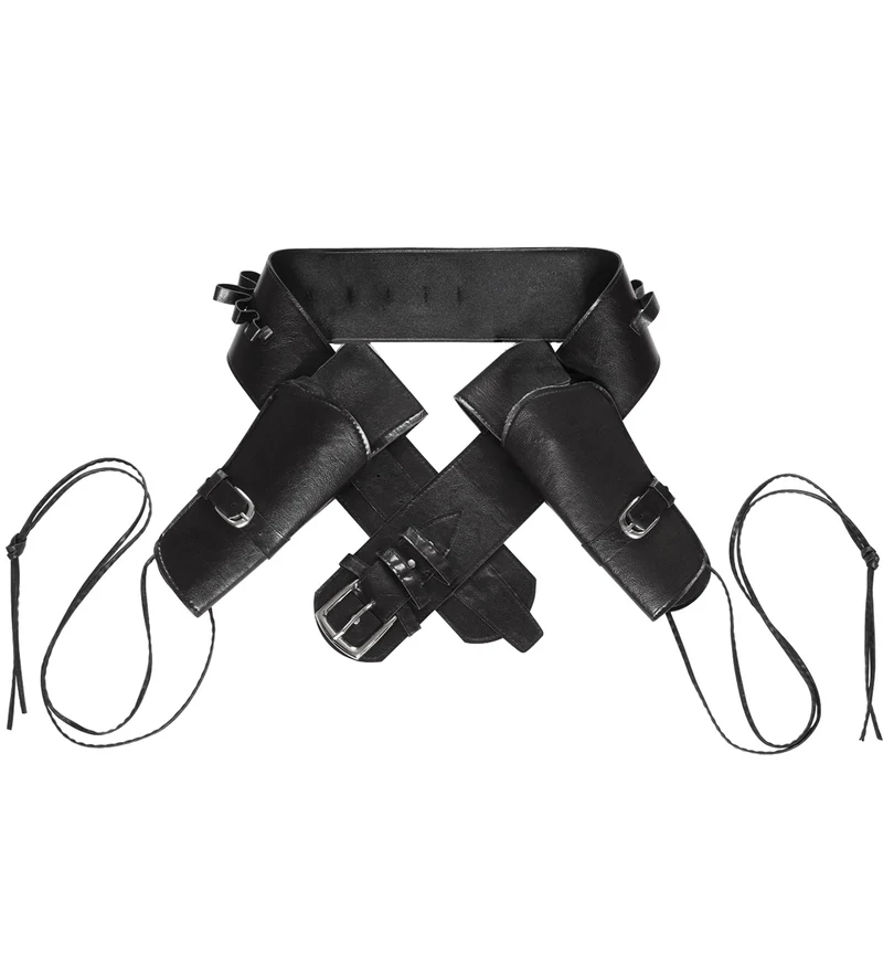 Cowboyholster dubbel met riem zwart