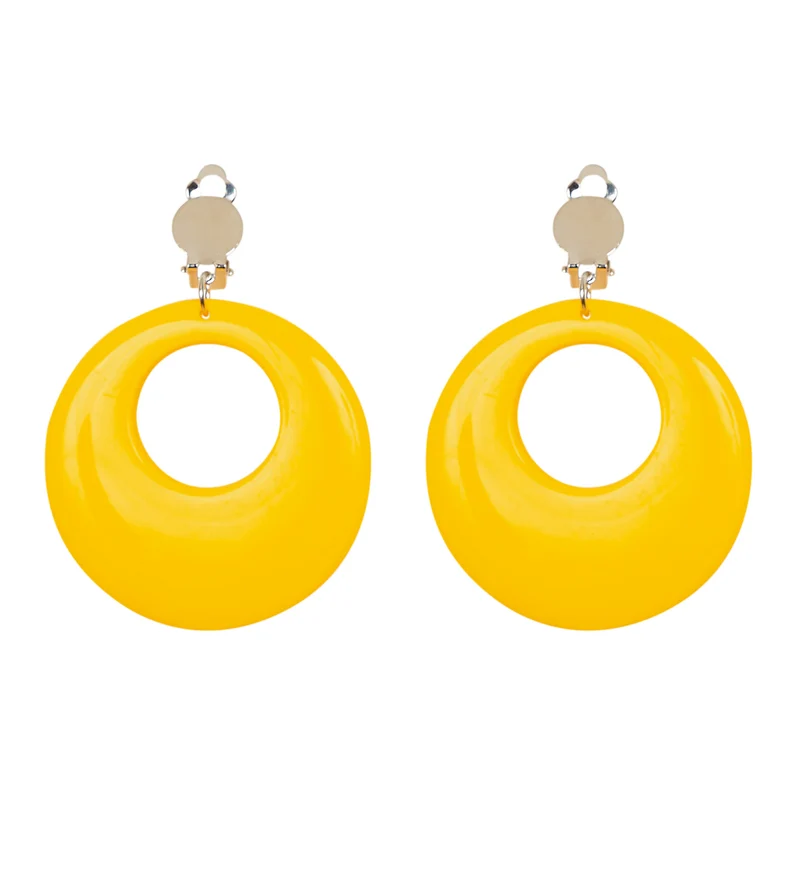 Gele oorbellen neon disco