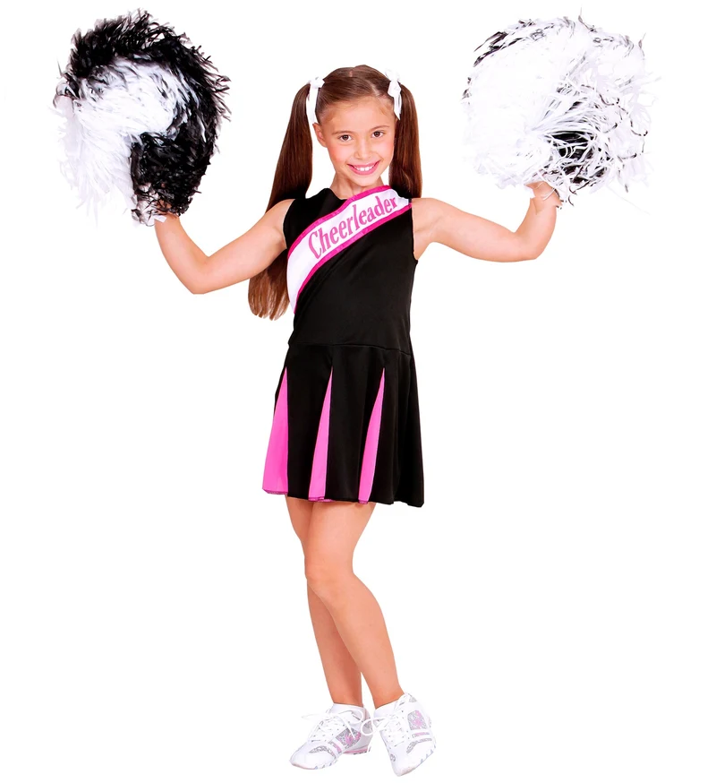 Cheerleader kostuum zwart roze kinderen