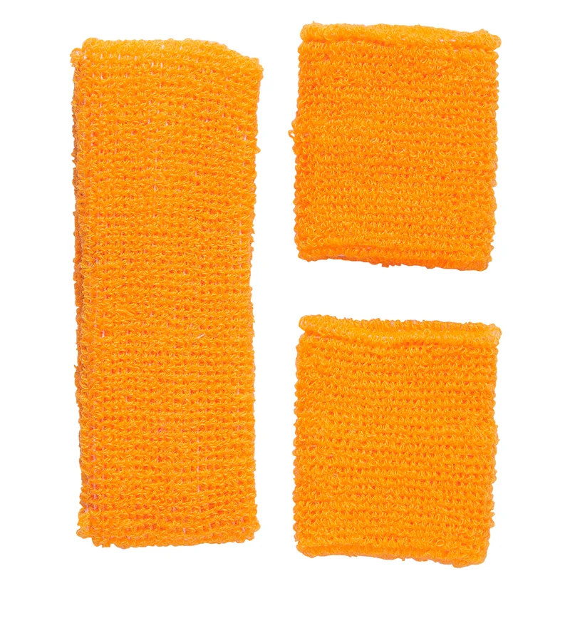 Oranje zweetbanden set neon