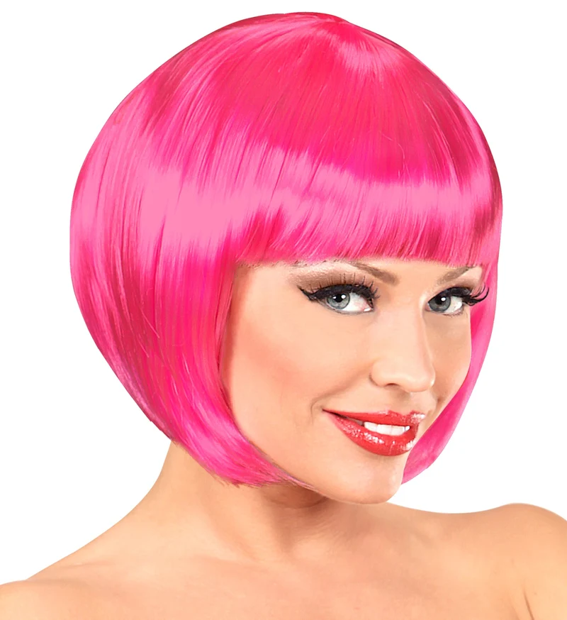 Roze boblijn pruik dame