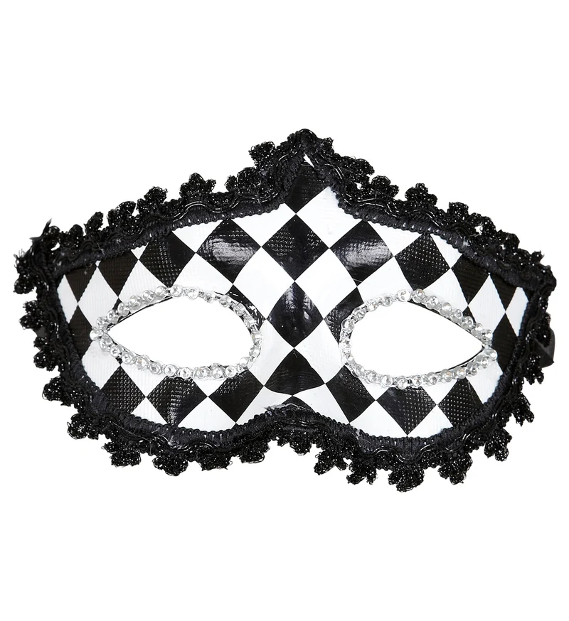 Zwart wit geblokt oogmasker
