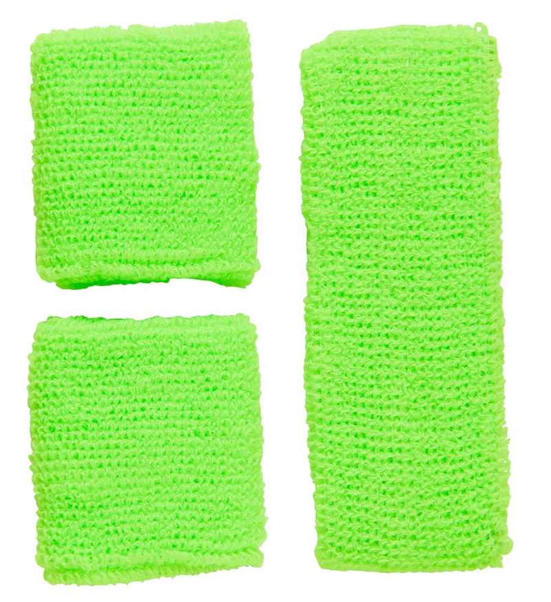 Groene zweetbanden neon set
