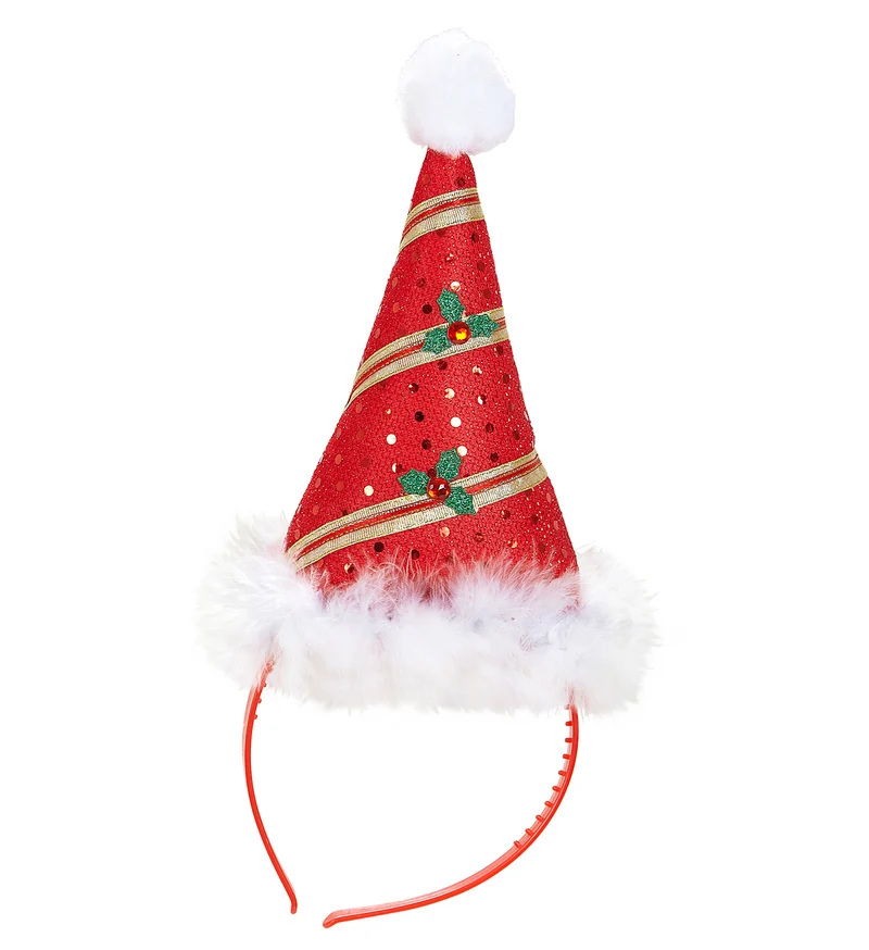 Haarband kerstmuts met pailletten