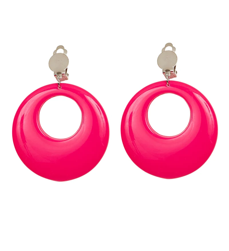 Roze oorbellen neon disco