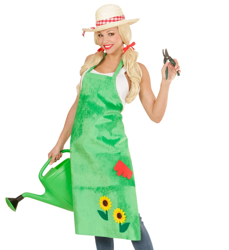 Schort tuinman met bloemen groen
