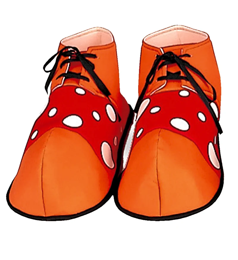 Clown schoenen oranje met rood en witte bollen