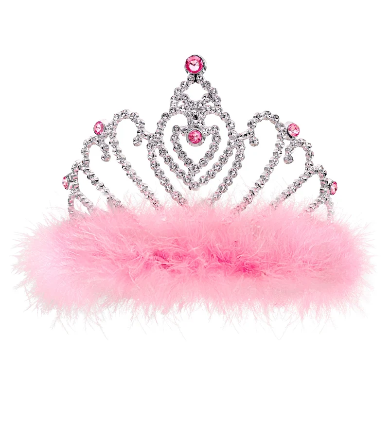 Roze prinsessenkroon met marabou