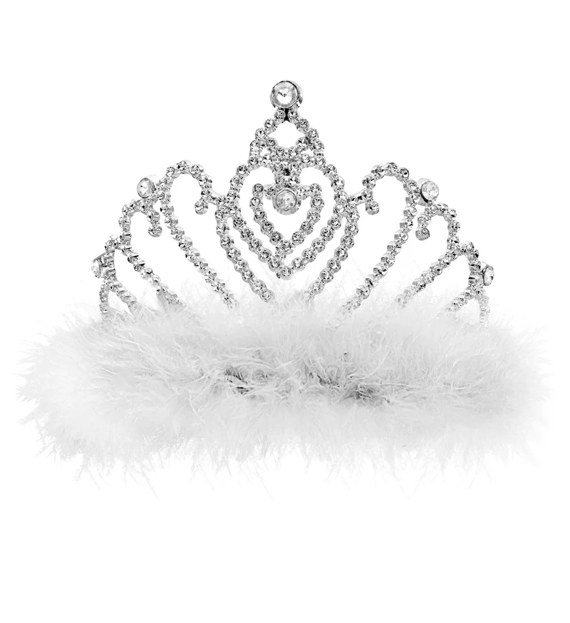 Witte prinsessenkroon met marabou