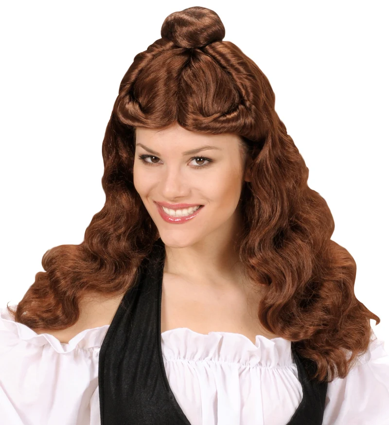 Bruine pruik western dame
