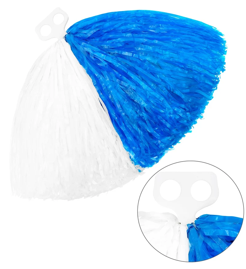Blauw met witte cheerleader pom pom