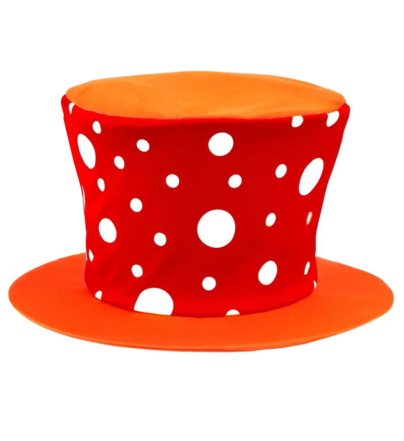 Clownshoed hoog rood oranje met witte bollen