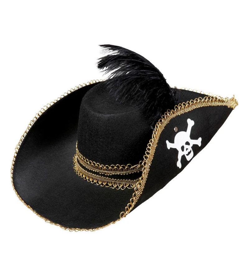Piratenhoed dames met schedel en veren