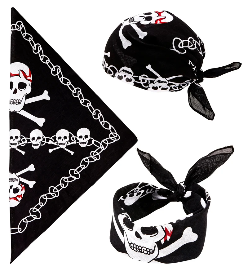 Zwarte piratenbandana met schedels