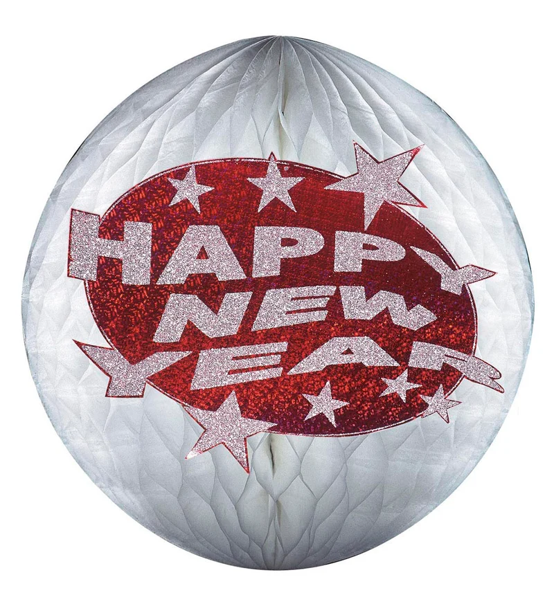Happy new year decoratie bol rood