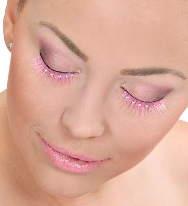 Roze oogwimpers met strass