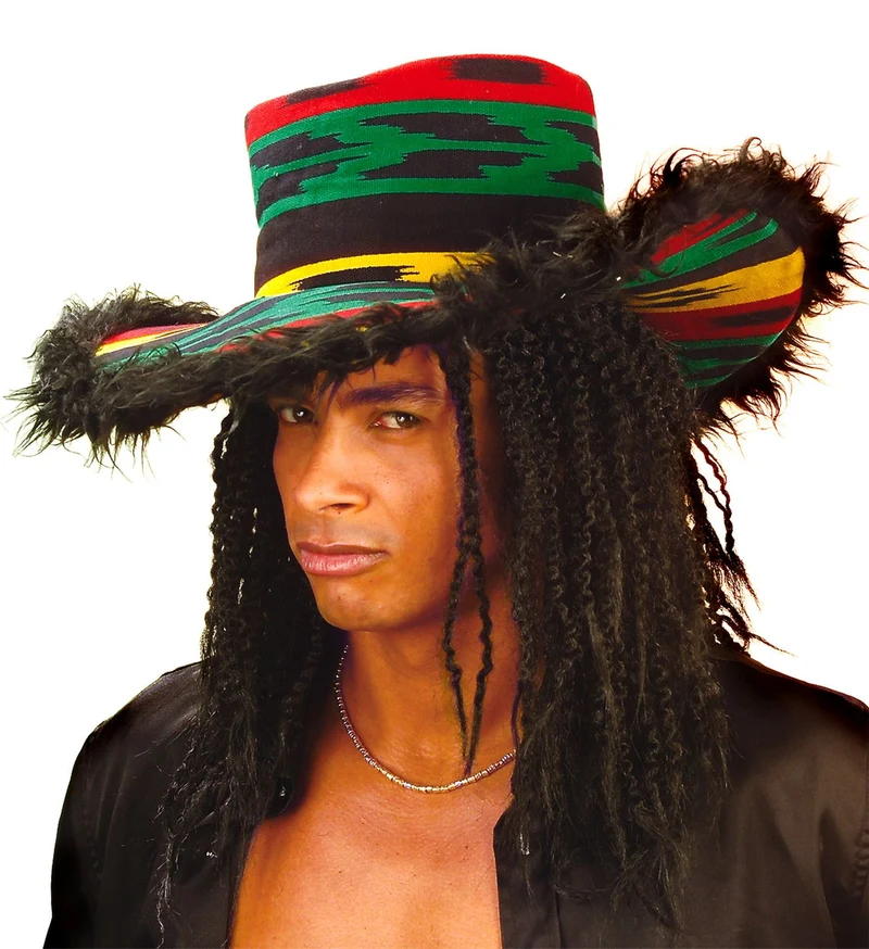 Rasta hoed met pluche rand