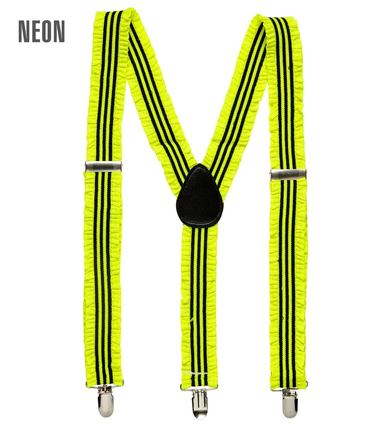 Neon gele ruche bretels gestreept