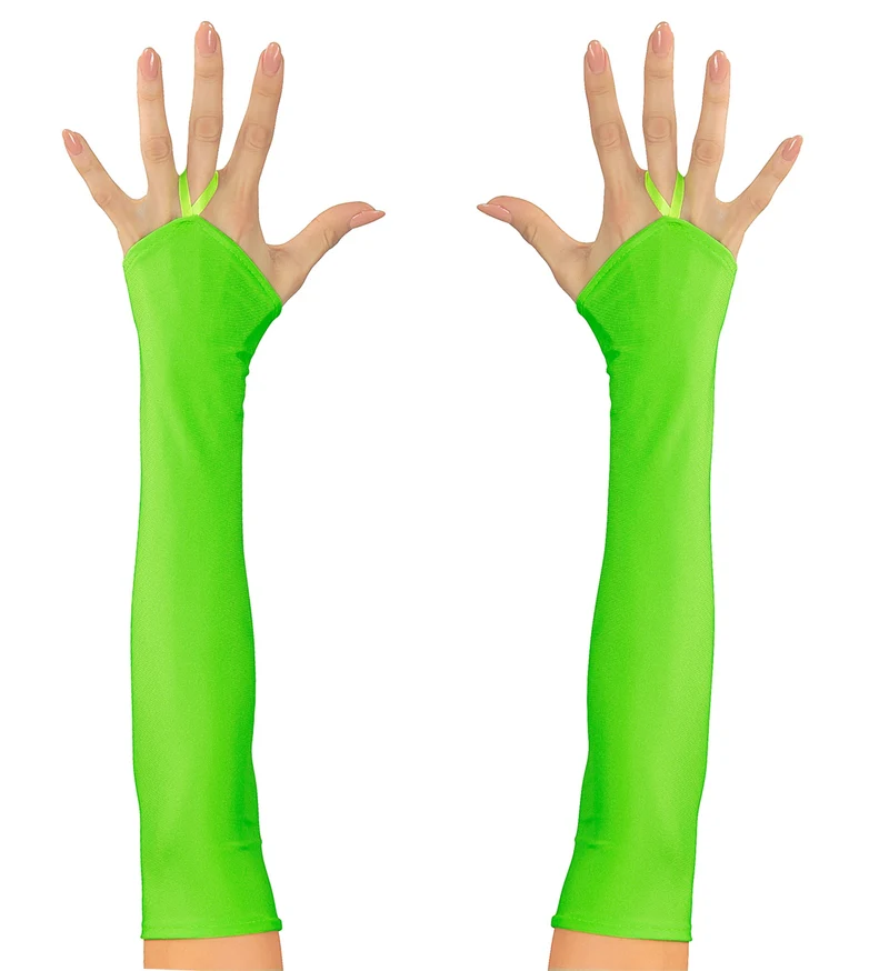 Neon groene handschoenen in satijn