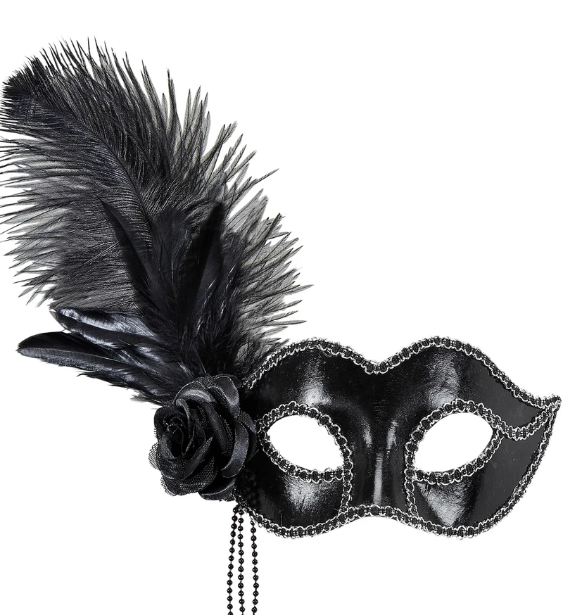 Zwart oogmasker met roos