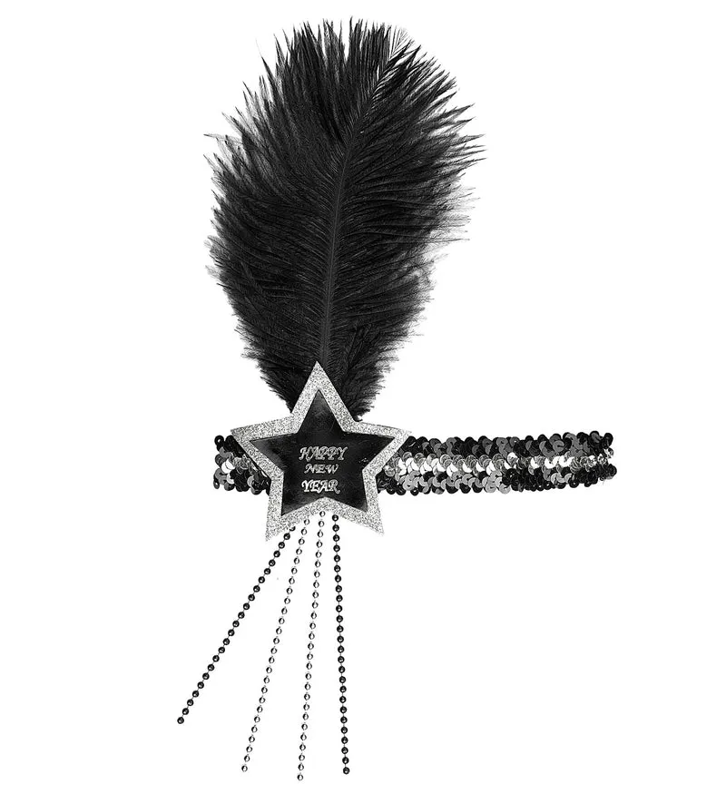 Zwart zilver Happy New Year haarbandje