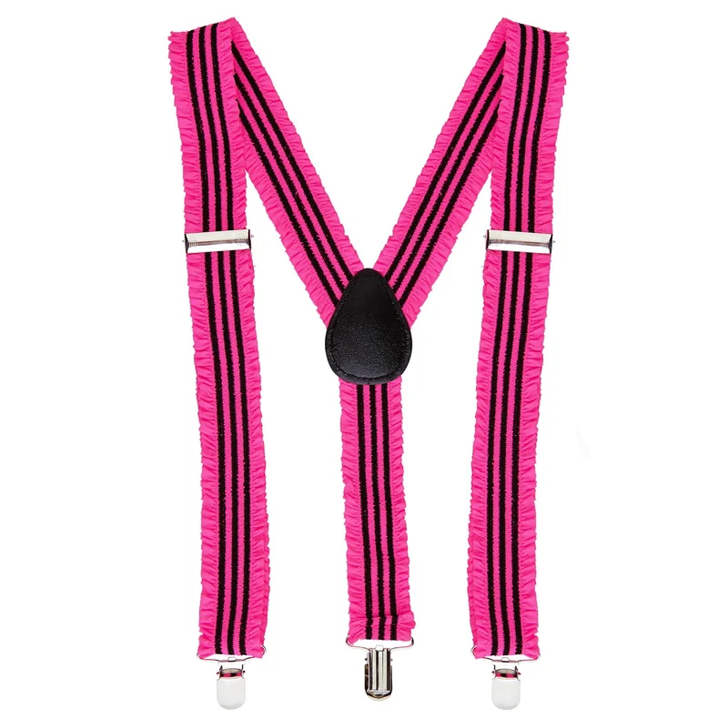 Neon roze bretels met ruche