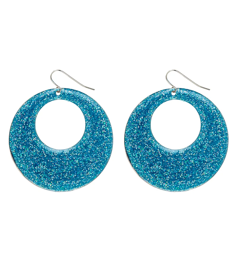 Oorbellen glitter in azur blauw
