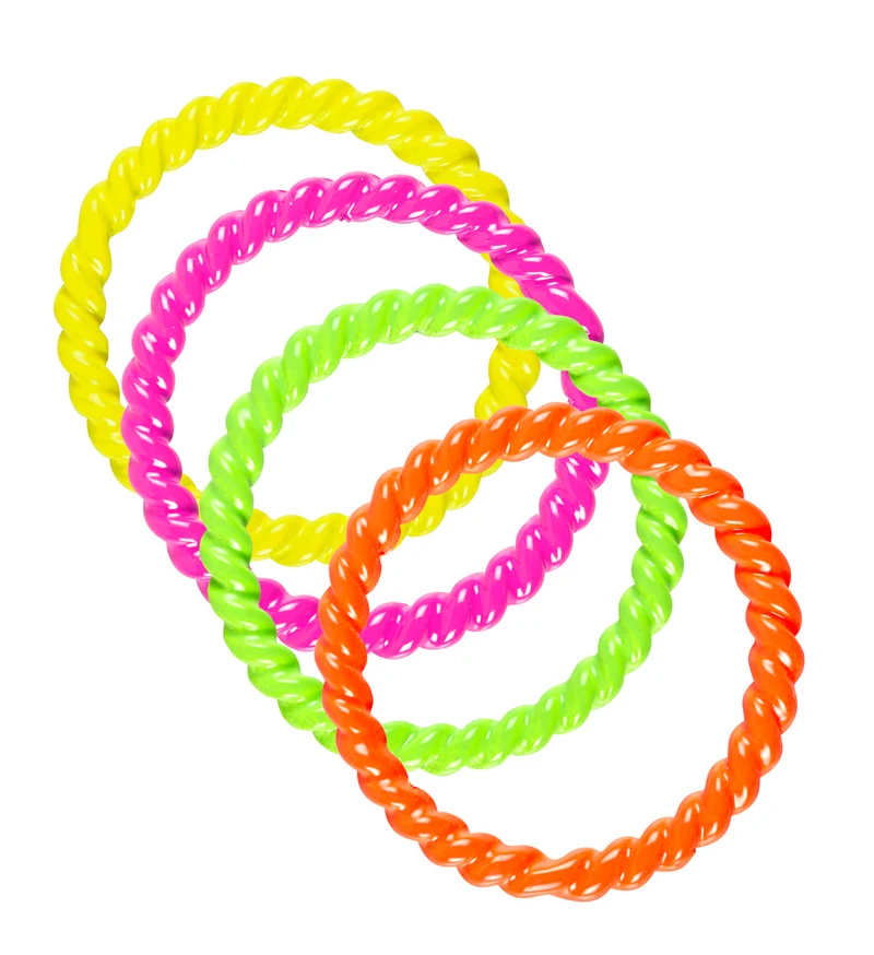 Coole neon ringen set in vier kleuren