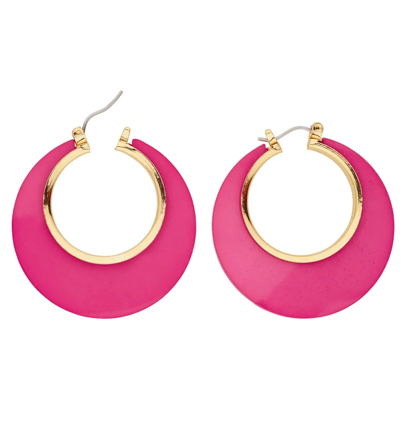 Oorbellen roze met goud