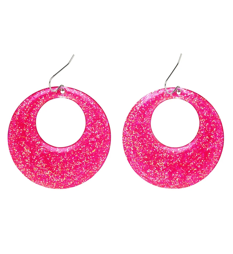 Glitter oorringen in roze