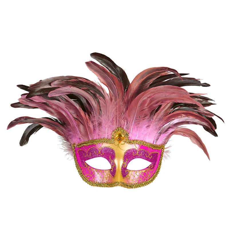 Roze oogmaskers met veertjes