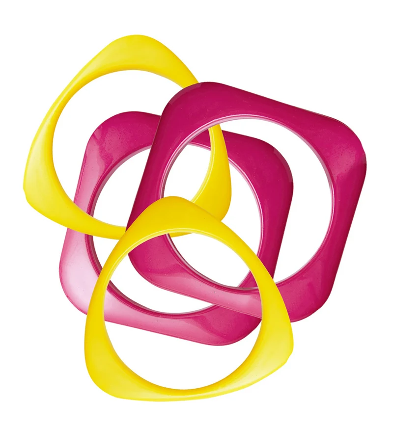 Geel met roze disco armbandjes