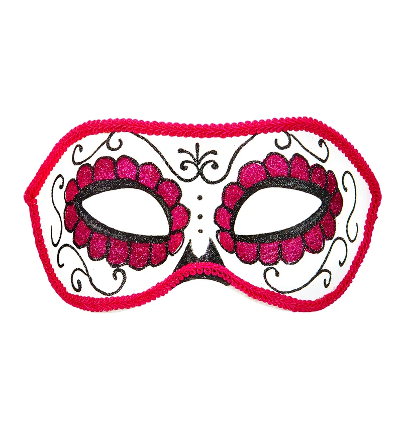 Mexicaanse oogmaskers roze met zwart
