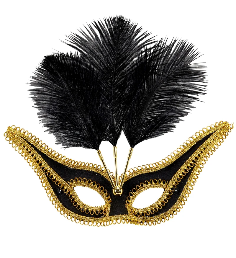 Zwarte oogmaskers met veertjes