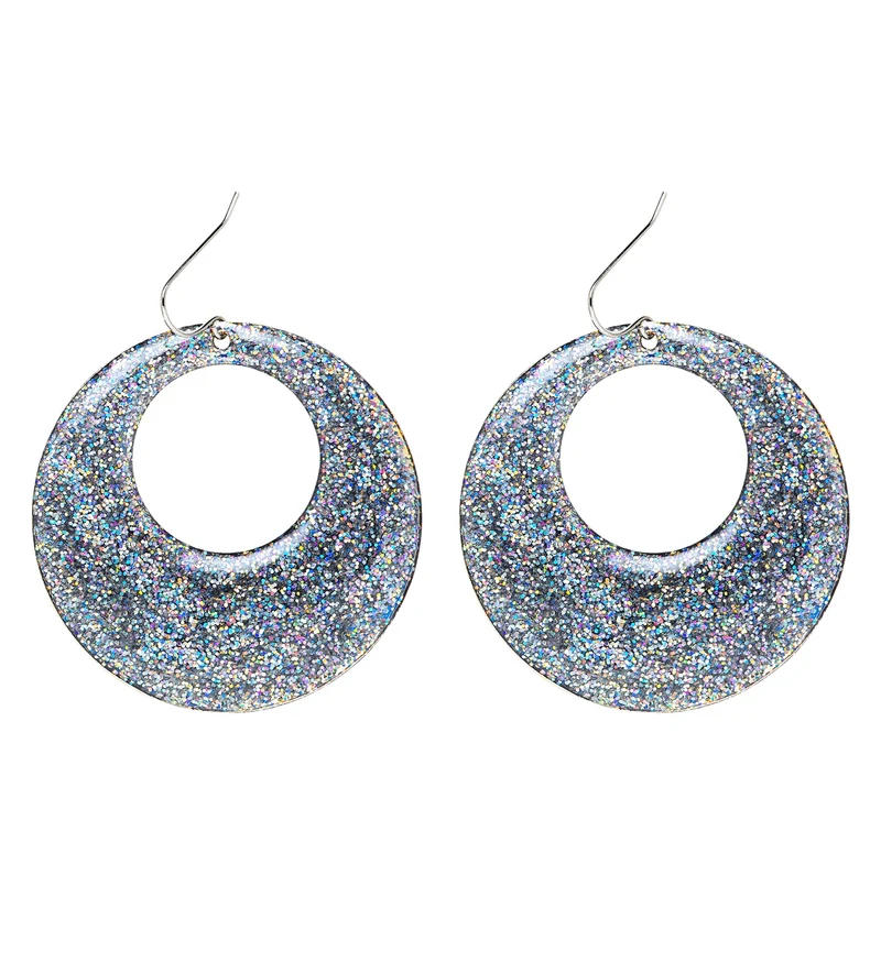 Zilveren glitter oorringen