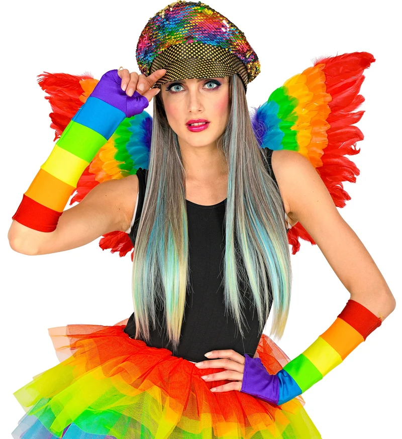 Regenboog pet met haar
