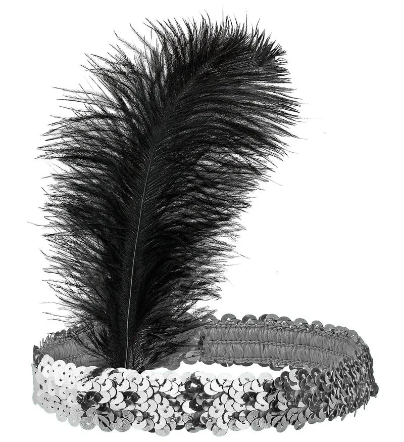 Charleston hoofdband zilver pailletten