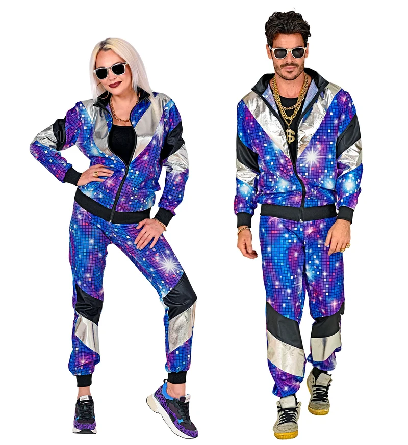 Trainingspak disco blauw jaren 80