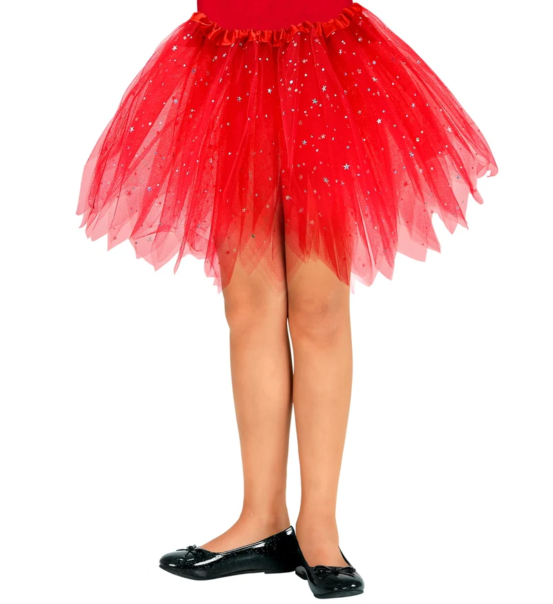 Glitter tutu rok kort rood kinderen