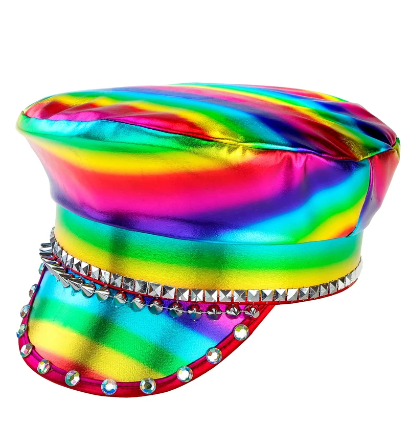 Regenboog pet met studs
